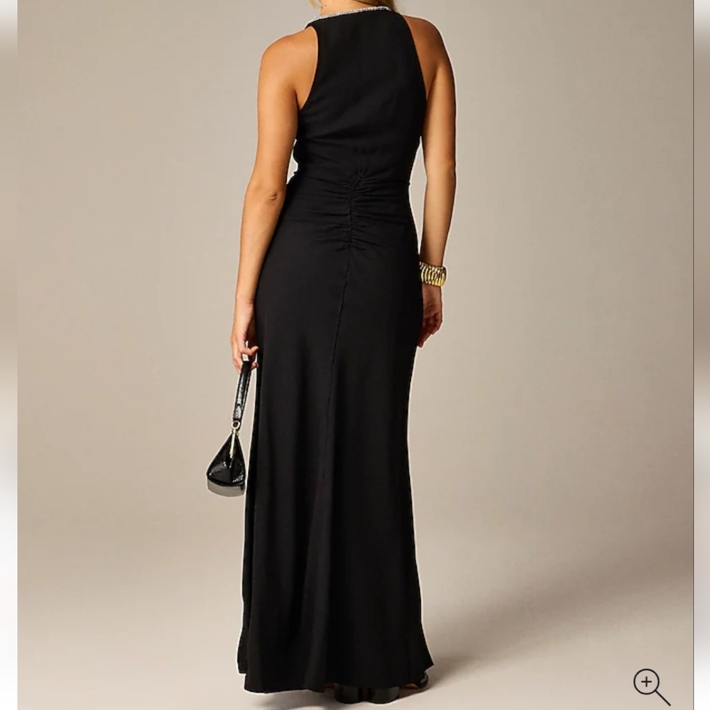 J Crew Collection Full-length embellished ruched dress CD510 Size 2 Black Formal - Picture 4 of 13